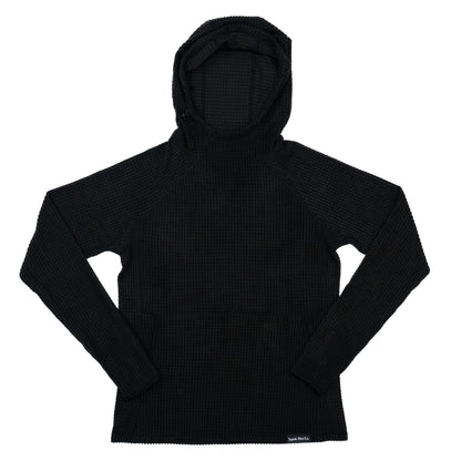 Black obsidian grid fleece hoodie from Squak Mountain Co.