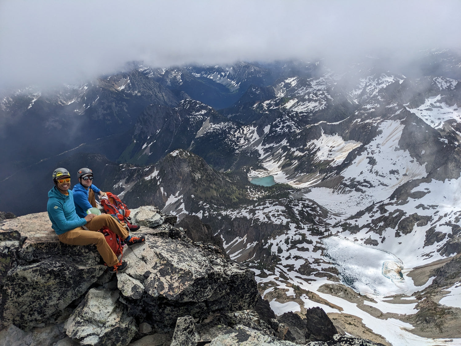 People in the mountains wearing micro grid fleece hoodie for outdoors from Squak Mountain Co.