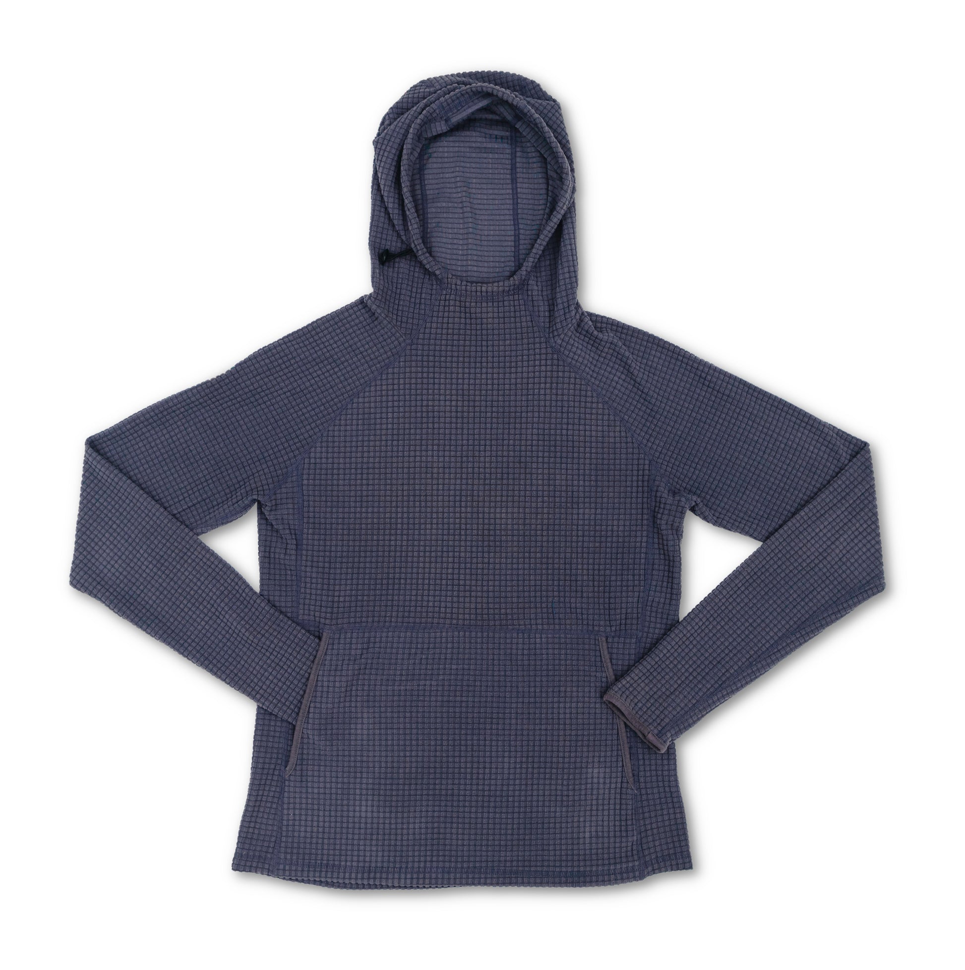 dark grey grid fleece outdoor hoodie for hiking