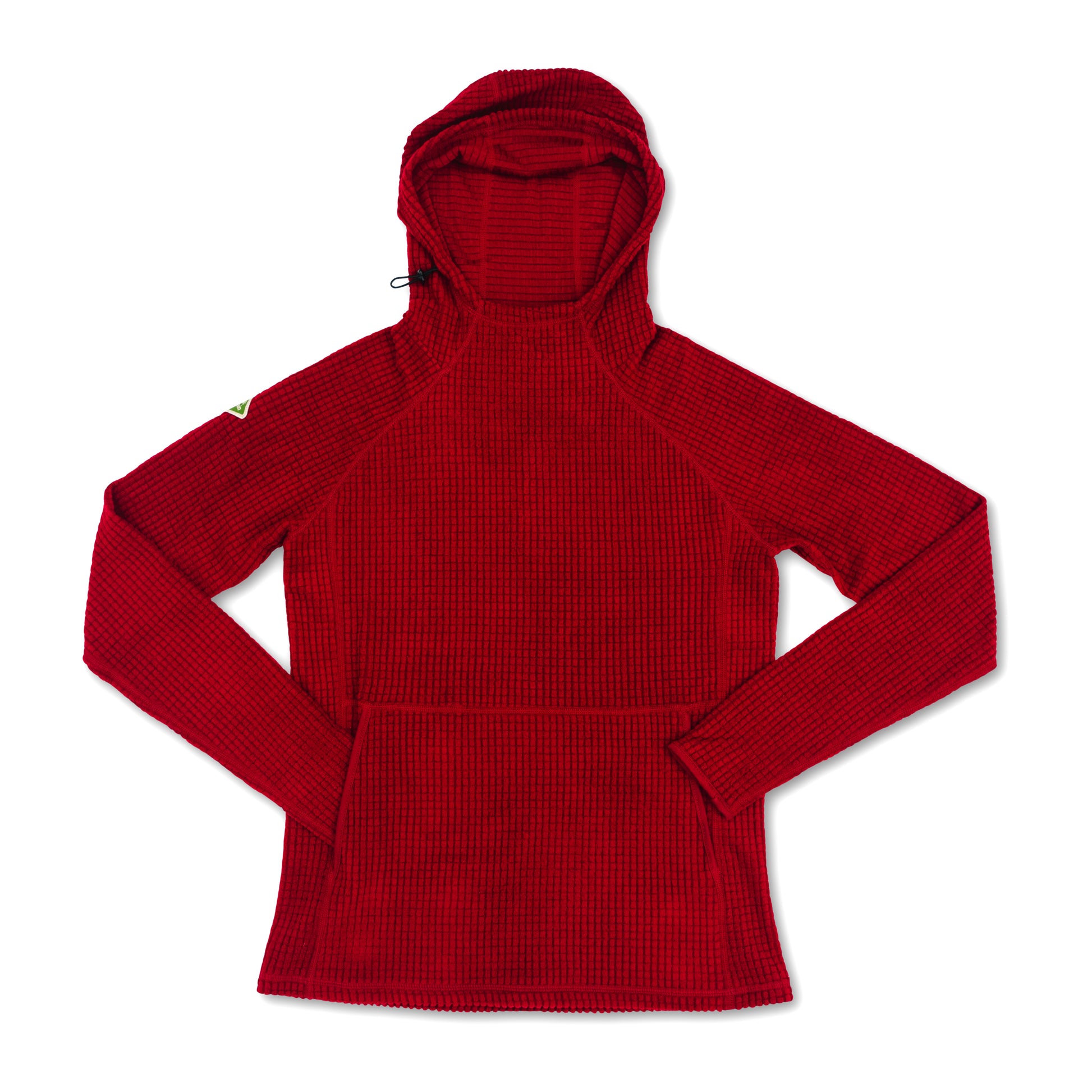 Alder red womens grid fleece outdoor hoodie from Squak Mountain Co.